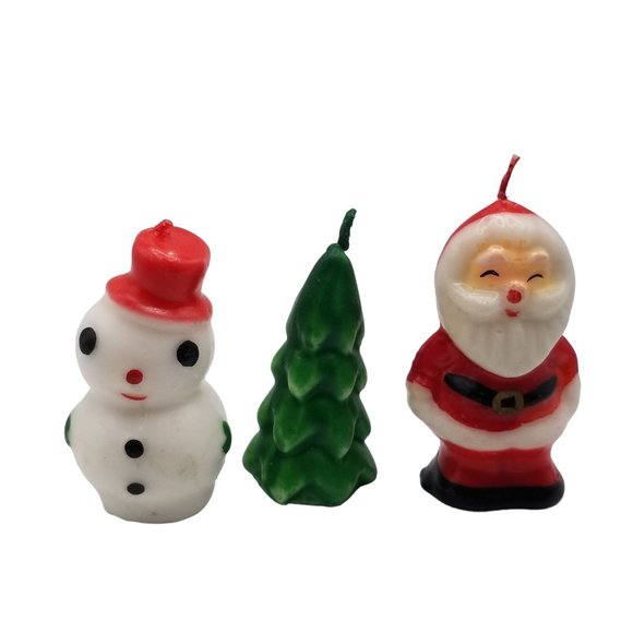 Vintage Christmas Candle Set Colonial Candles Santa Claus Snowman Christmas Tree - Picture 5 of 9